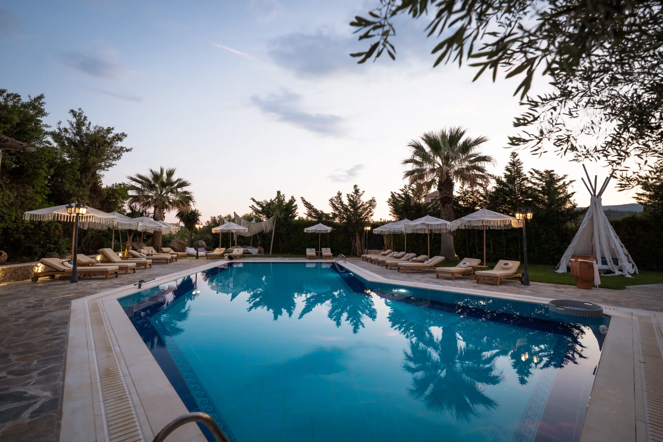 swimming pool at the afternoon